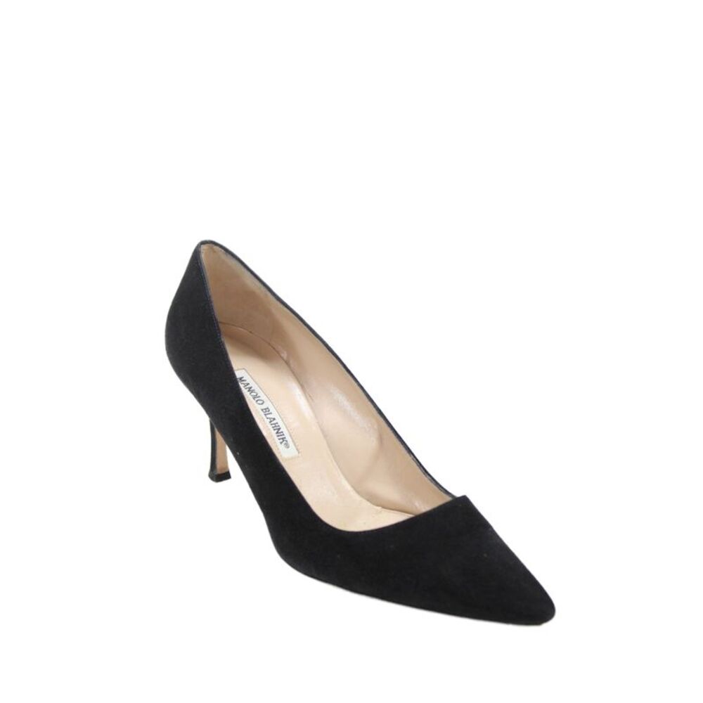 Manolo Blahnik Womens Suede Pointed Toe Slide On Pumps Black Size 39 9